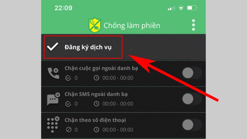 Sử dụng app Chống làm phiền